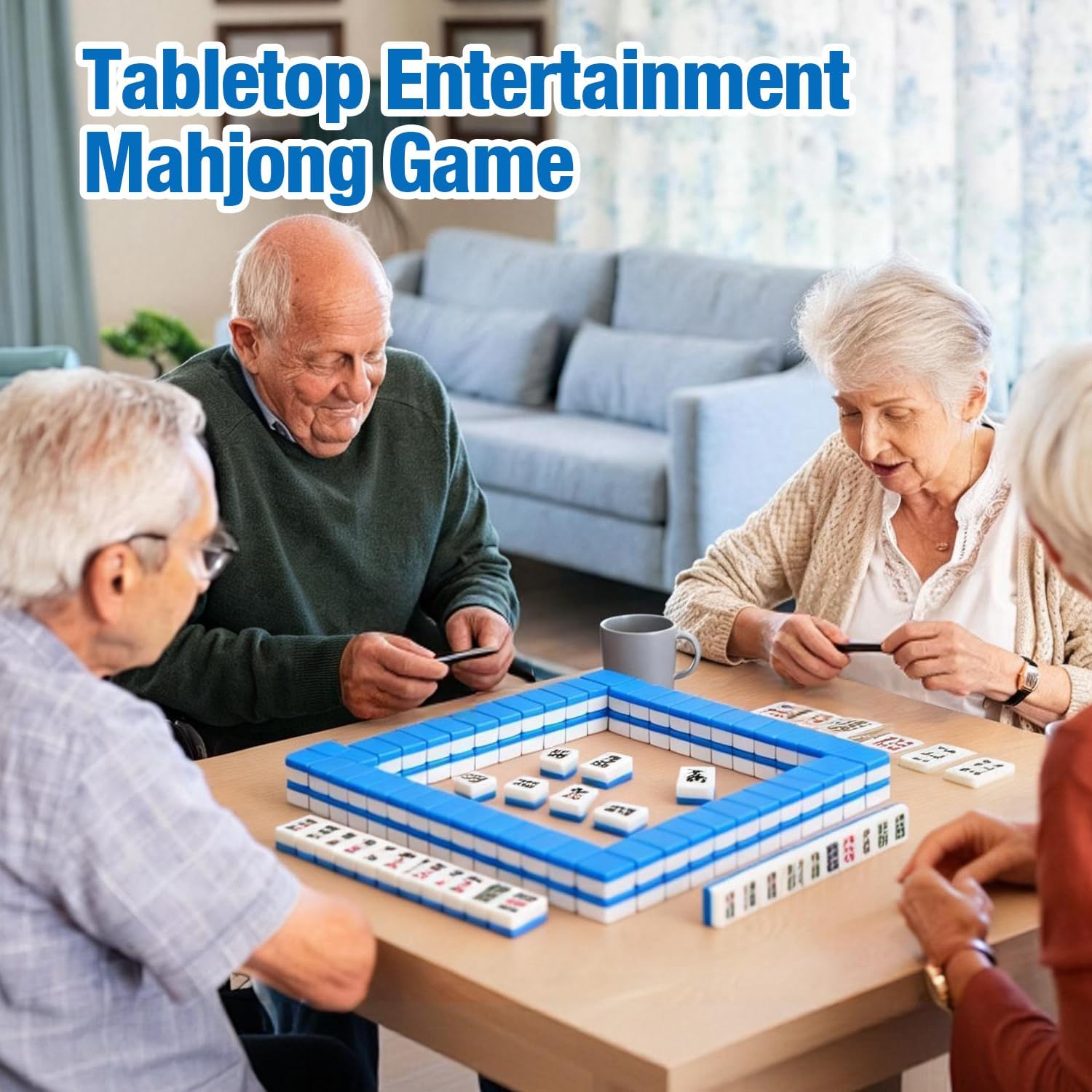 American Mahjong Tile Set with166 Engraved Mahjong Tiles, Mahjong Tiles Bag and Accessories
