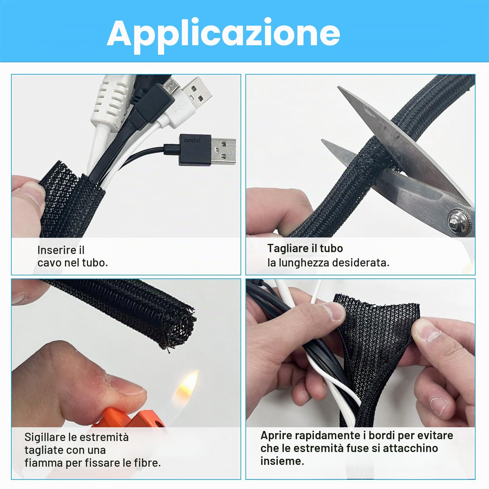 SURFOU Guaina per Cavi Elettrici 3.1m X 13mm, Scrivania Copricavi Nera, Raccogli Fili Nascondi Passacavi, Copricavo Cavo Guaine Raggruppa Flessibile Raccoglicavi Cable Antirofitori