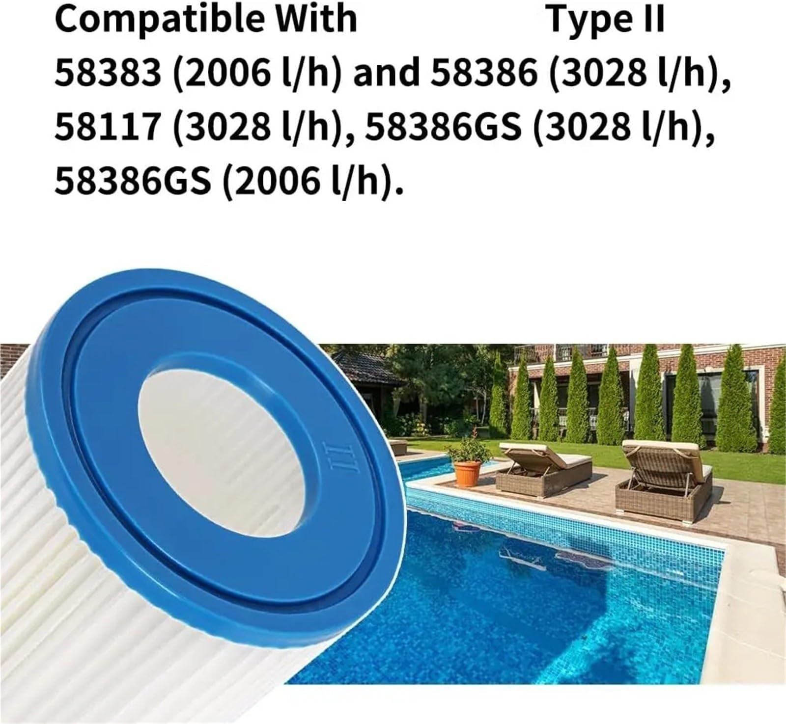 Cartuccia Filtro, Compatibile Con Bestway, II, Cartuccia Filtro Piscina