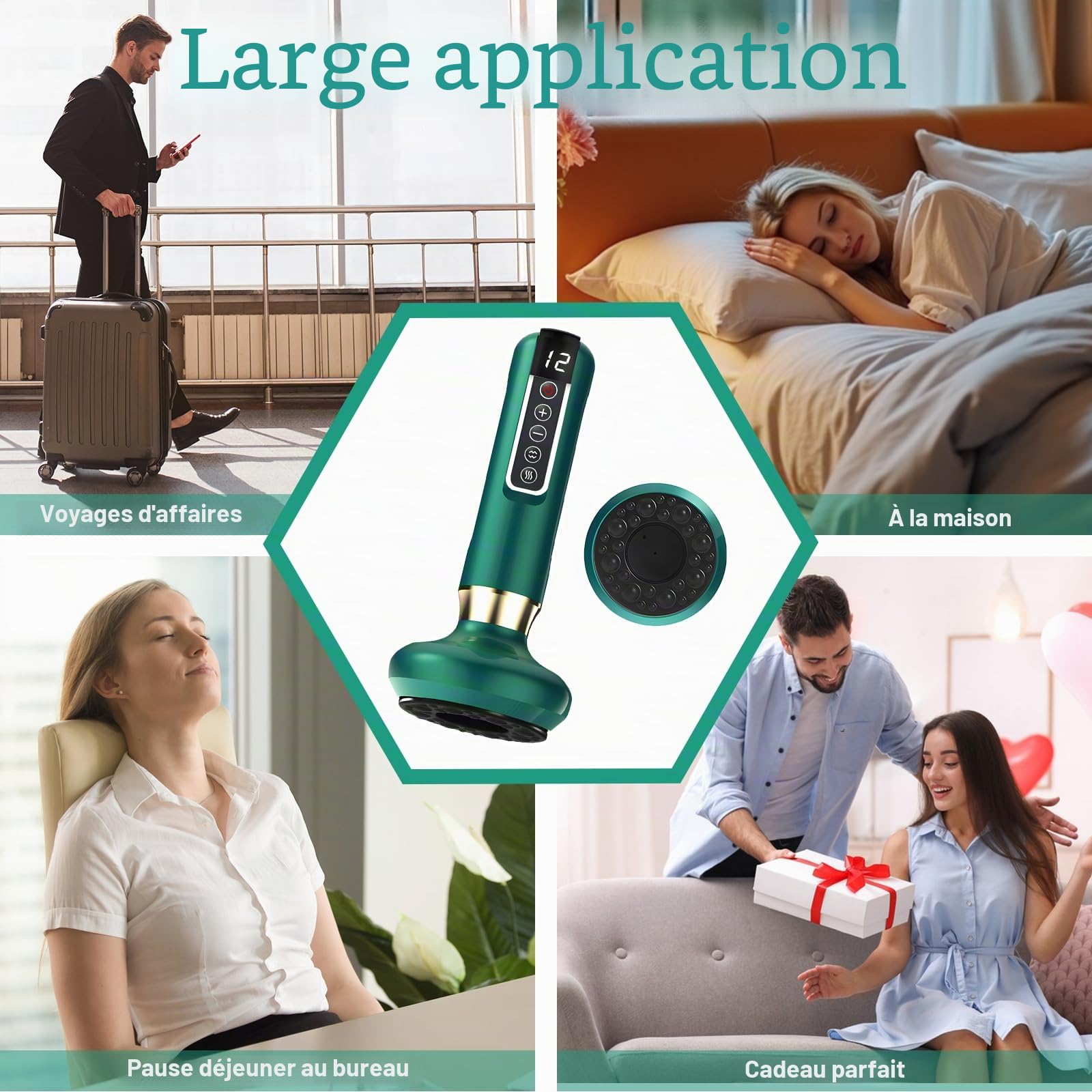 Appareil de Massage à Bulles électrique,Appareil de Massage Anti-cellulite pour Jambes/Ventre/Mains,Appareil Anti-cellulite, Appareil de Drainage Lymphatique avec 12 Programmes et 4 Modes