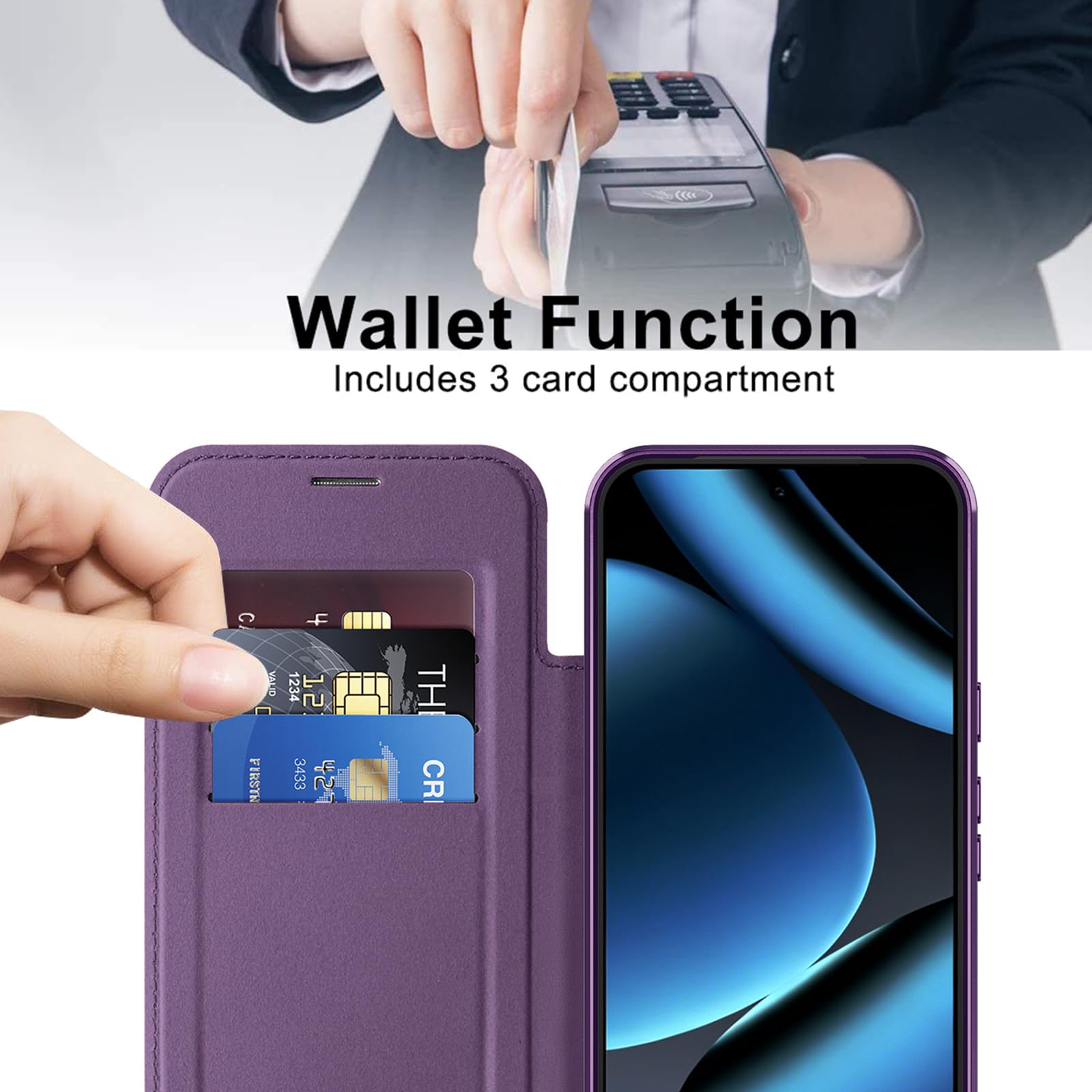 Custodia Per Google Pixel 11 Pro XL/ 11 Pro/ 11, Flip Cover Magnetica | Portafoglio Pelle Blocco RFID Slot Schede Trasparente Posteriore Guscio,Marrone,11