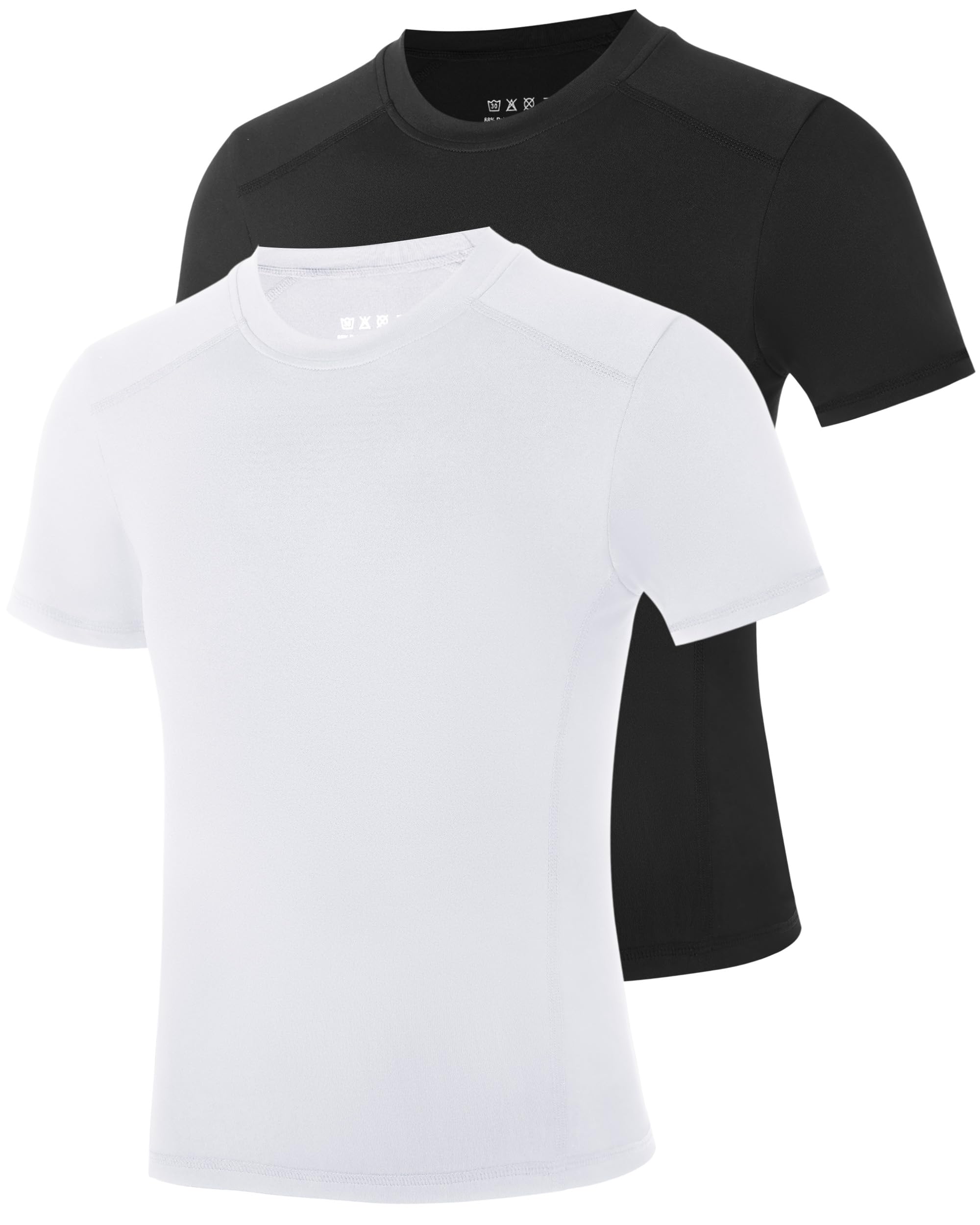 RIKUAOU Youth Boys Compression Shirt--2 Pack
