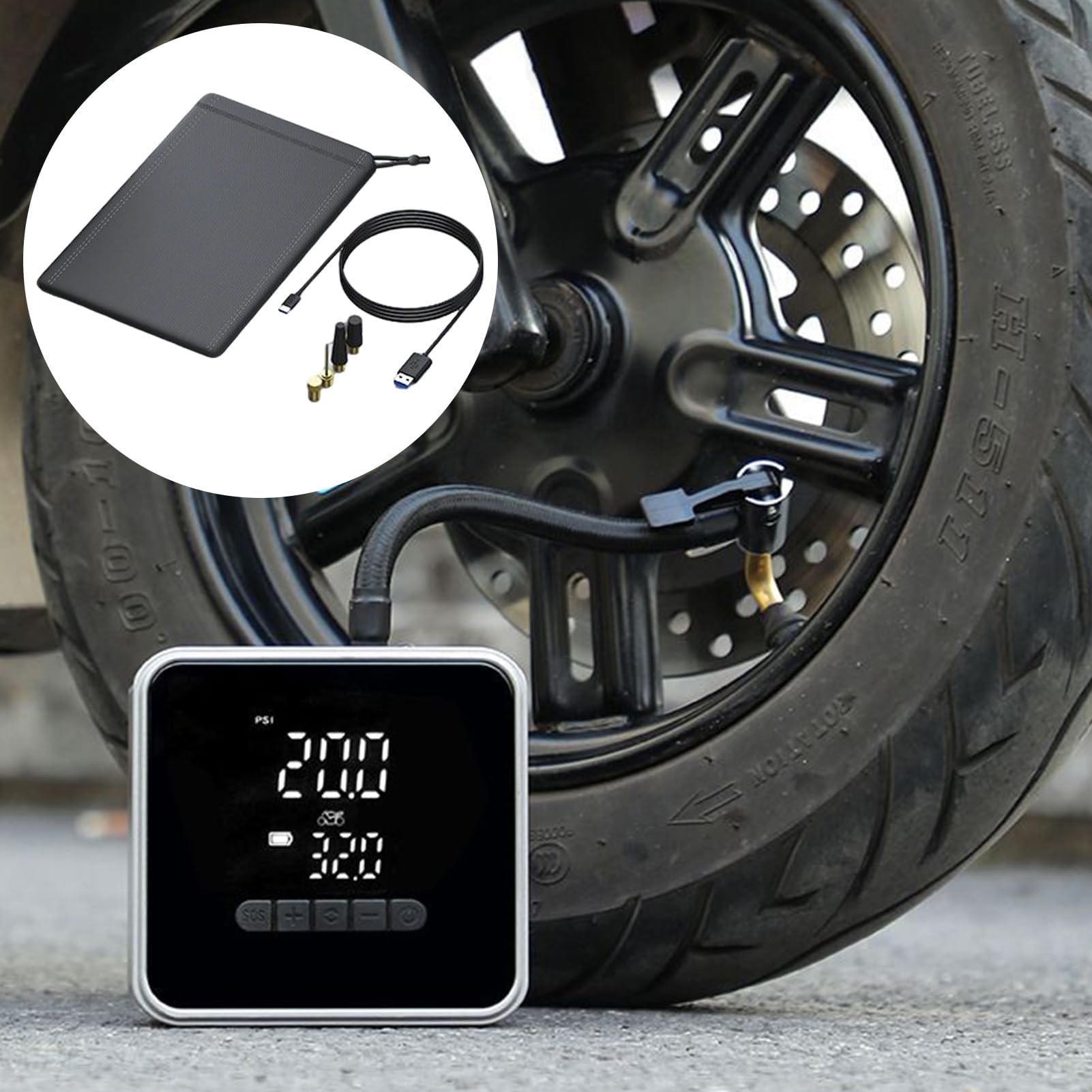 Pompa per Bicicletta Robusta con manometro Integrato, capacità di Alta Pressione Fino a 300 PSI (Nera)