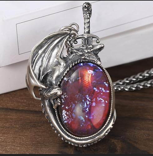 Miniatura 2 de SERAPHICSPARKLE Handcrafted Sterling Silver Dragon Opal Necklace,Mystical Elegance Pendant,Jewelry Gift,Valentine's Day Gift