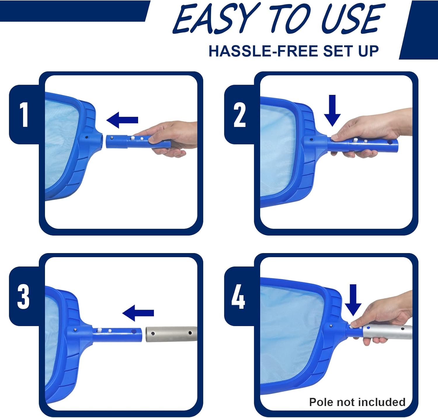 Poolvio Heavy Duty Swimming Pool Leaf Skimmer Net with Strong Reinforced Handle for Cleaning Swimming Pools, Hot Tubs, Spas and Fountains - Image 4