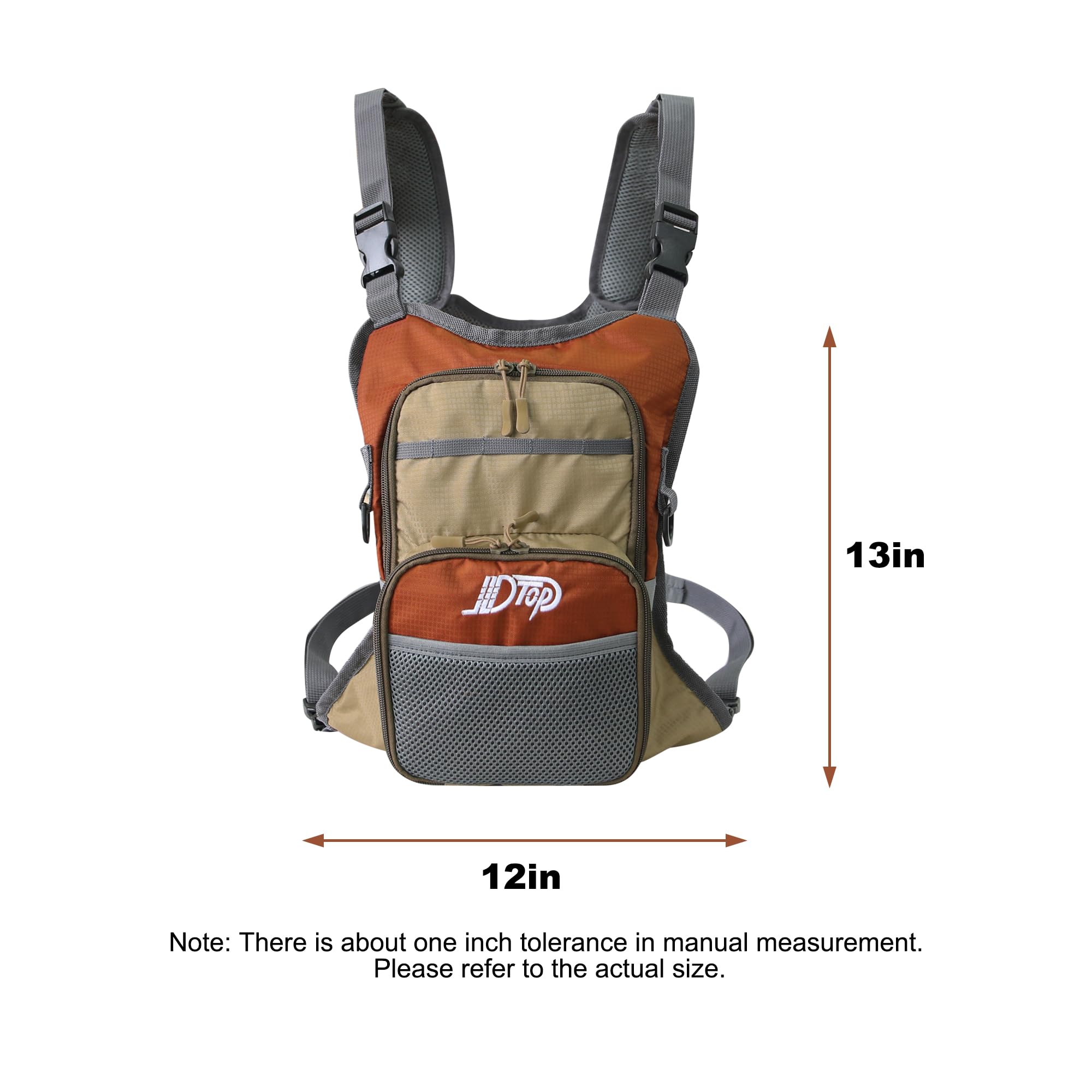 Paquete de Cofre de Pesca con Mosca, Mochila de Pesca pequeña y Ligera, con múltiples Compartimentos, Bolsa de Pesca pequeña para hasta 4 Cajas de Aparejos/Moscas, Naranja y Gris, Bolsas de
