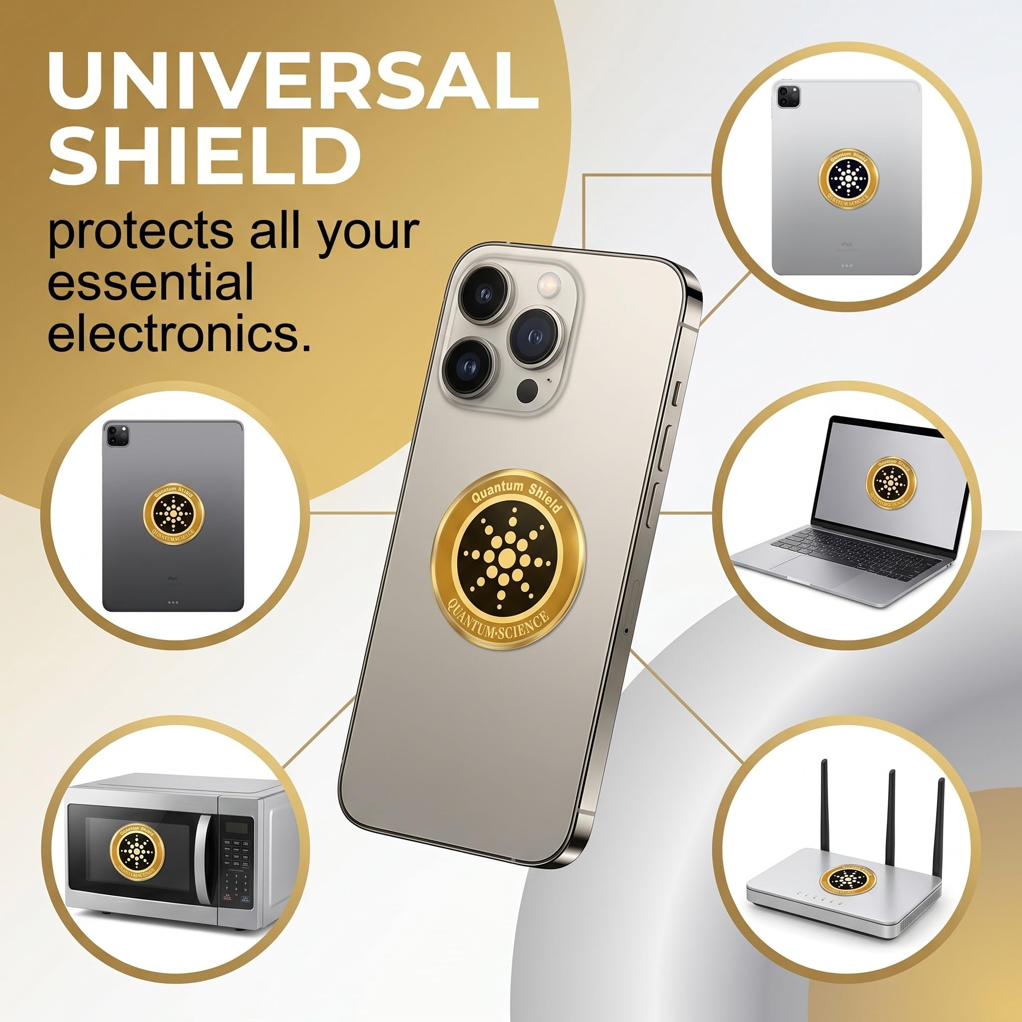 8 Pezzi Adesivi Protezione Radiazioni Cellulare, Schermatura EMF per Smartphone, Tablet e Laptop, Sticker Anti Onde Elettromagnetiche, 4 Oro e 4 Argento, Design Sottile per Dispositivi Elettronici