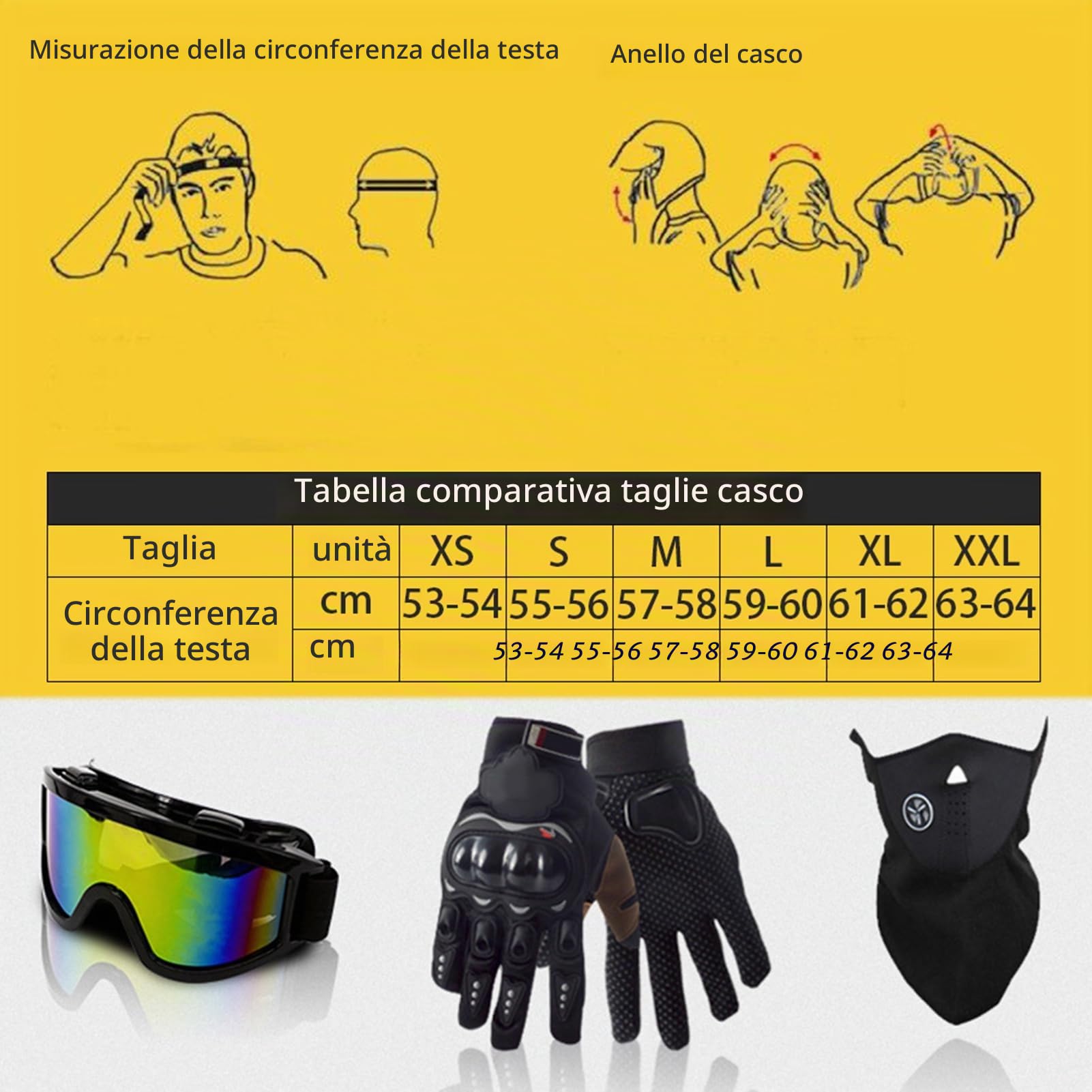 Caschi da Moto Master per Ragazzi, Casco da Moto per Ragazzi, Casco da Sci per Scooter ATV per Ragazzi e Ragazze, Terreno per Stagioni con Occhiali e Guanti (XL)