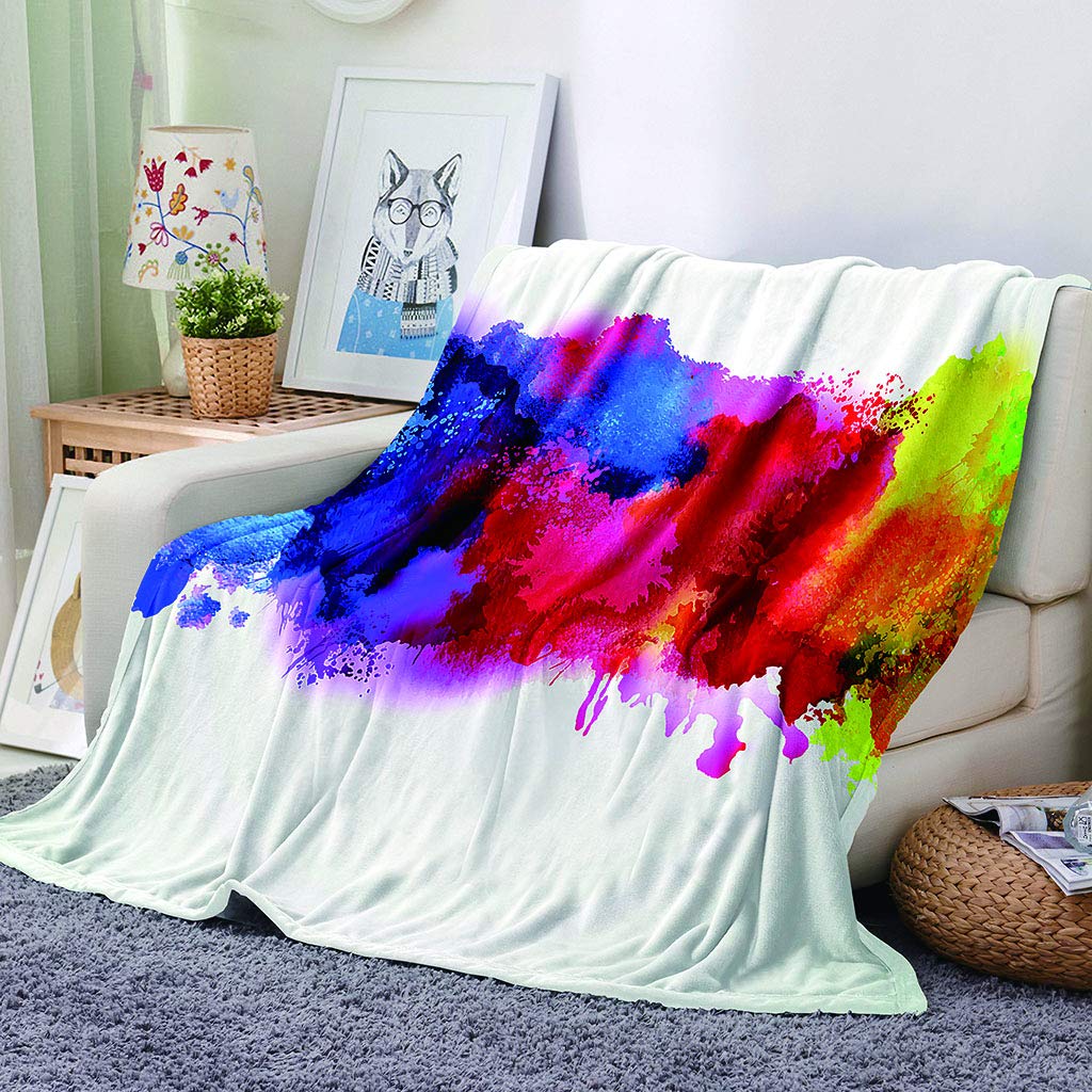 Couverture plaid canapé flanelle aquarelle, l'idée cadeau maison idéale