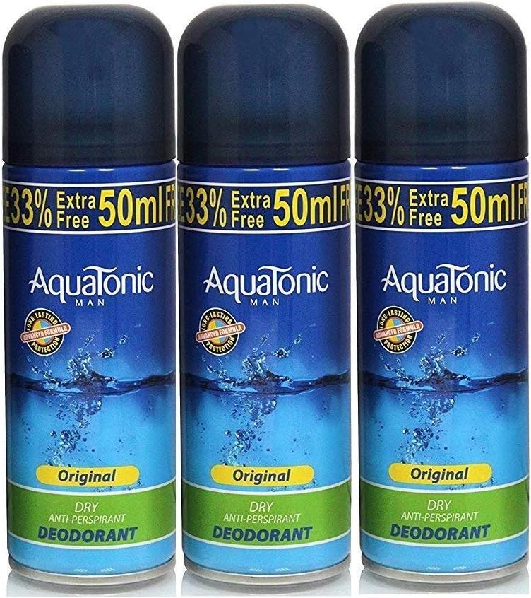 3 x Aquatonic Mens Original Anti-Perspirant Deodorant 200ml