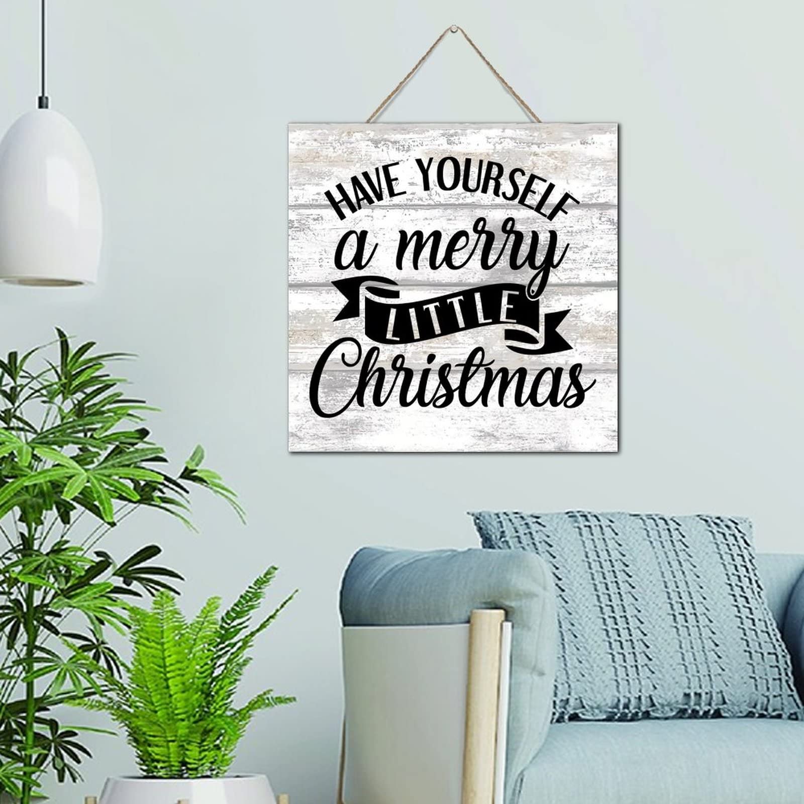Plaque murale en bois Have Yourself A Merry Little Christmas : format carré 30,5 cm