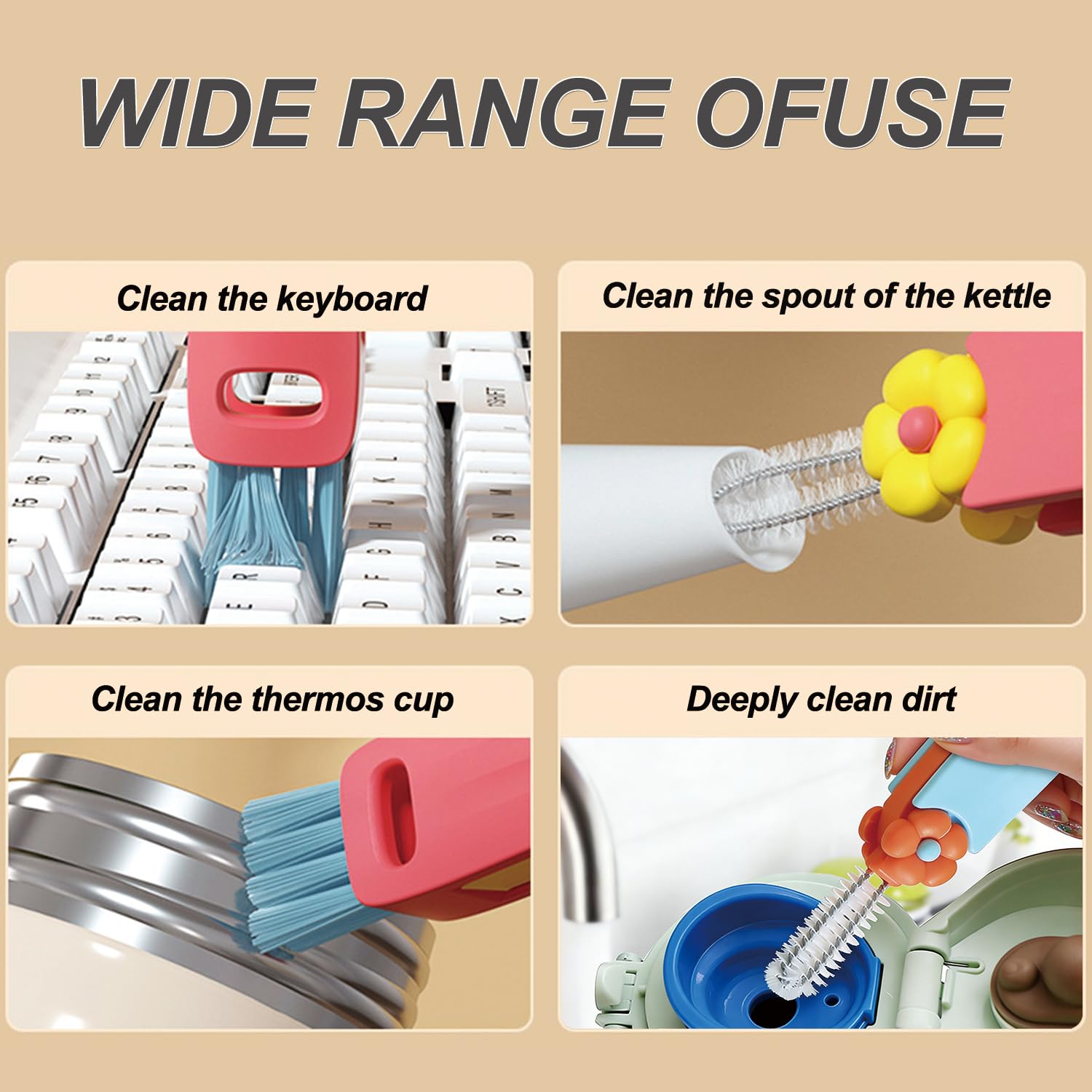 3 in 1 Cup Lid Gap Cleaning Brush Set, Bottle Cleaning Brush Multifunctional Bottle Cleaner Brush Home Kitchen Cleaning Tools, 6PCS 3