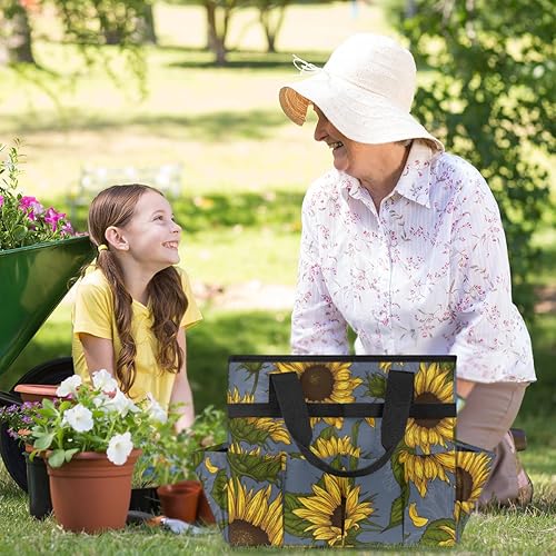 Miniatura 6 de Sunflower Painting Garden Tool Tote Bag for Women Men Gardening Tool Storage Bags with 10 Pockets Standable Garden Home Tool Kits Organizer for
