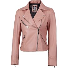 Blingsoul Womens Real Leather Motorcycle Jacket - Asymmetrical Leather Jackets for Women