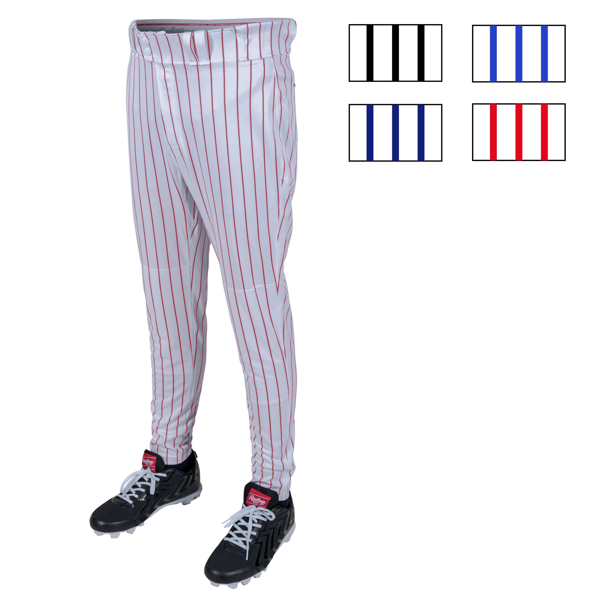 Rawlings Boy's Pro 150 Baseball Pants | Tapered Jogger Fit | Pinstripes