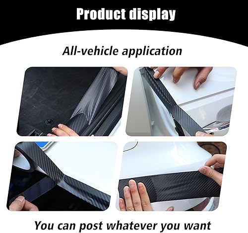 Miniatura 7 de QODOLSI Pack-1 Protector de umbral de puerta de automóvil, tira anticolisión de fibra de carbono K3D, calcomanía para borde de puerta de automóvil,