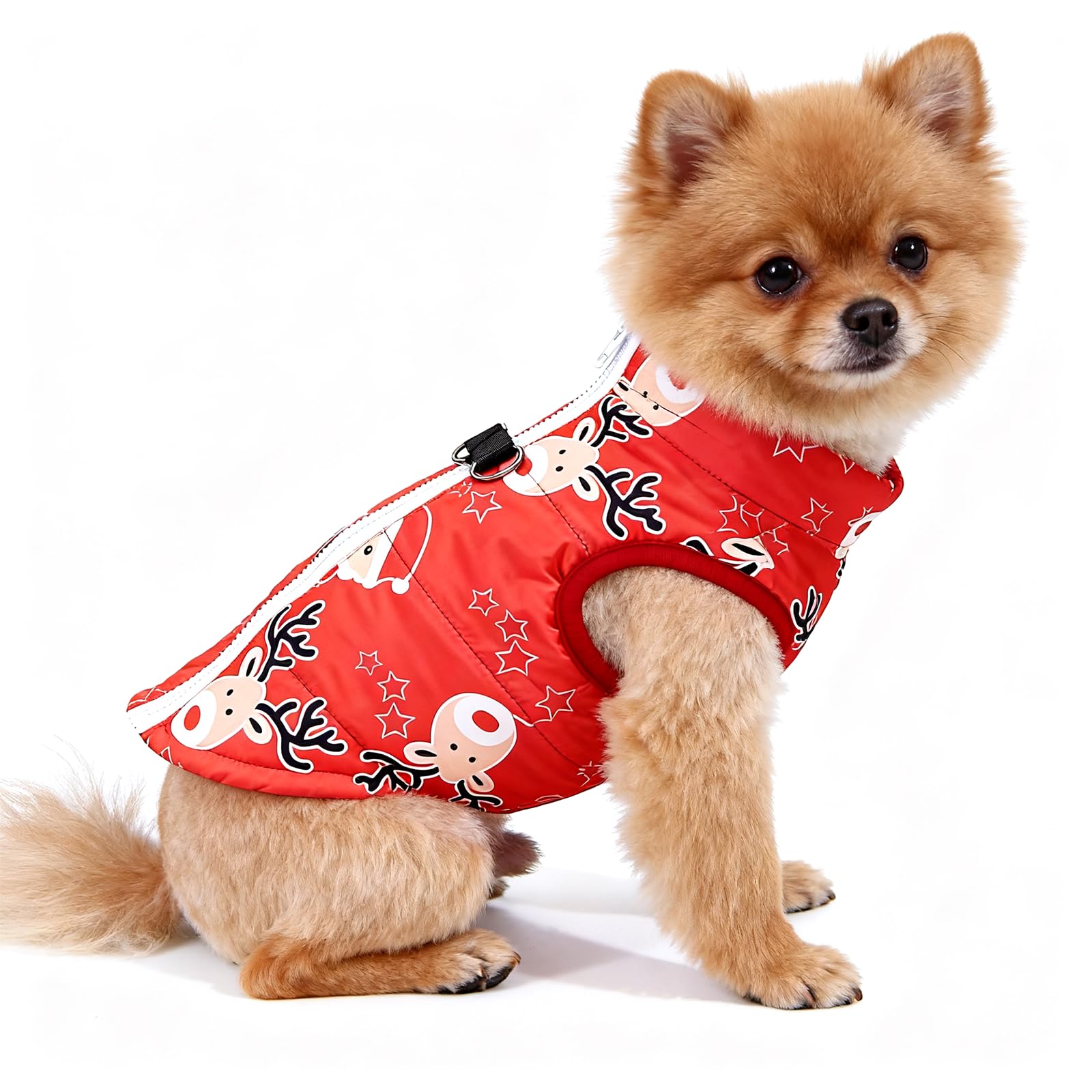 Asmea Dog Coat Warm Dogs Jacket Harness with D-ring Puppy Coats for Cold Weather Christmas Dog Clothes Winter Small Dogs Coats Dachshund Coat Red XS โ image 1