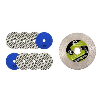 Dry Diamond Polishing Pads 4"/100mm - 8pcs Grit 50 Polish Pad Kit Diamond Tile Saw Blade 4.5"115mm Cutting Grinding Disc