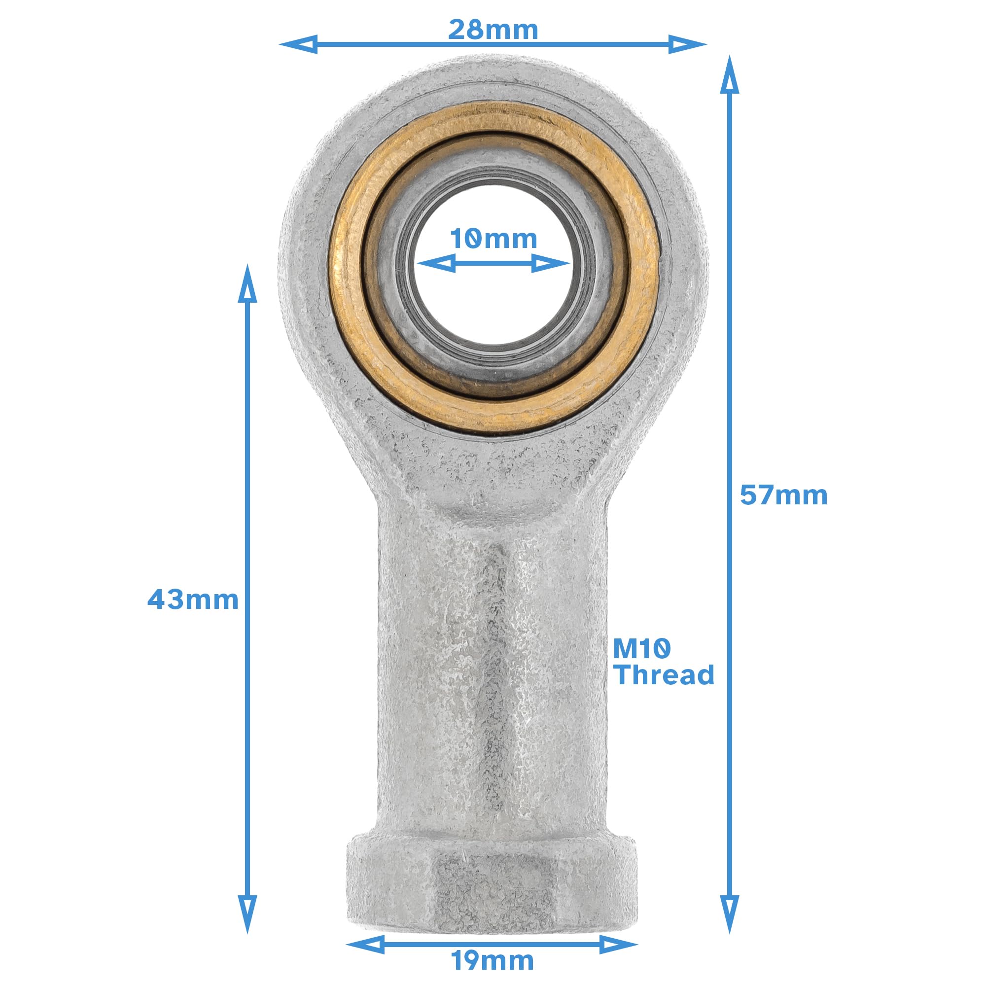 HALLMERS 10mm Bore M10 Female Right Hand Thread Rod End Bearing Metric Rose Joint - Heim Spherical Swivel Threaded Shaft Eye Hardware Steering Control Linkage