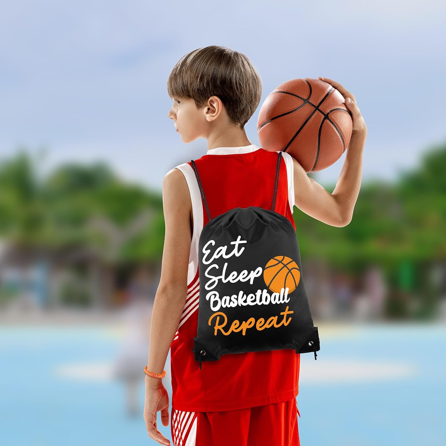 48 Pcs Basketball Party Favors for Kids Include 12 Basketball Drawstring Bags 12 Keychain 12 Silicone Bracelets 12 Mini Stress Ball for Sports Supplies Decorations - Image 5