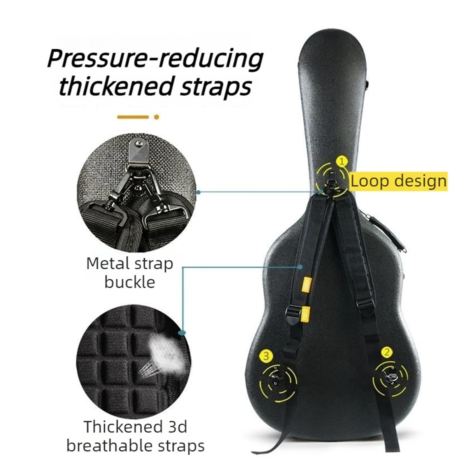 Generico Custodia leggera for chitarra classica da 39 pollici Custodia rigida ispessita impermeabile Zaino antiurto for spallacci Accessori