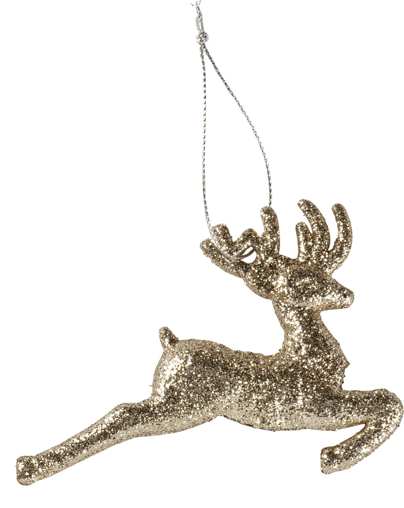 Cerf sautant à paillettes dorées PBK pour déco de table Noël