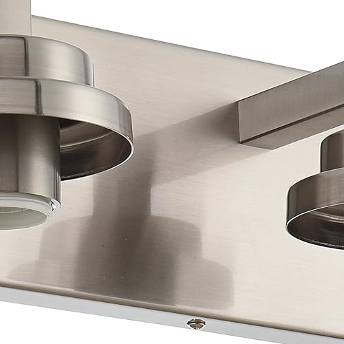 Miniatura 4 de MELUCEE Lámpara de tocador de baño de 5 luces, acabado de níquel cepillado con pantalla de vidrio transparente, accesorios modernos de montaje en