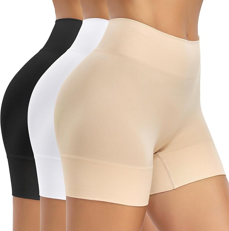 3 Pack Slip Shorts for Under Dress Seamless Anti Chafing Shorts | Breathable stretchy fabric,5 inch inseam,anti-chafe comfort,no panty lines,less roll-up,smooth under dresses & skirts