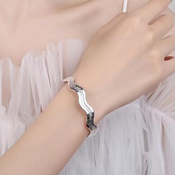 WPPHXY 925 Sterling Silver Bracelets Open Adjustable Bangle