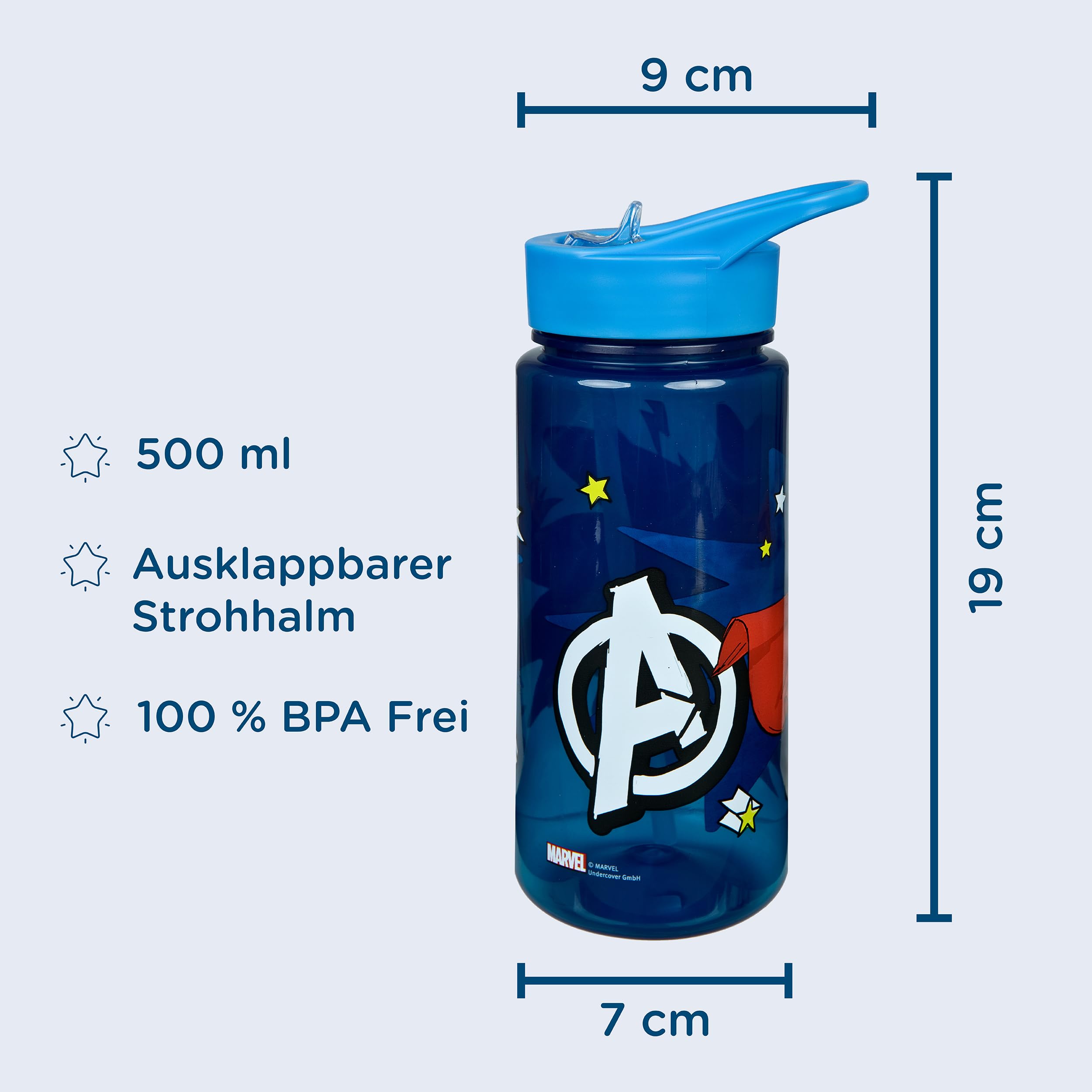 Scooli - Marvel Avengers Water Bottle - BPA-Free with Marvel Avengers Motif - Ideal for Children and Fans - Nursery and School - 500 ml - Image 2