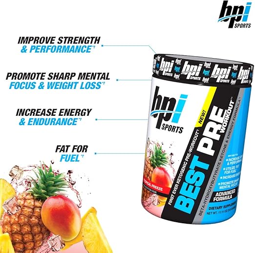 Amazon Com Bpi Sports Ketogenic Pre Workout Supplement Best Pre Workout Carb Free Burns Fat For Energy Helps Preserve Lean Muscle Mass Improved Focus Tropical Freeze 30 Servings 11 11 Oz Health Household