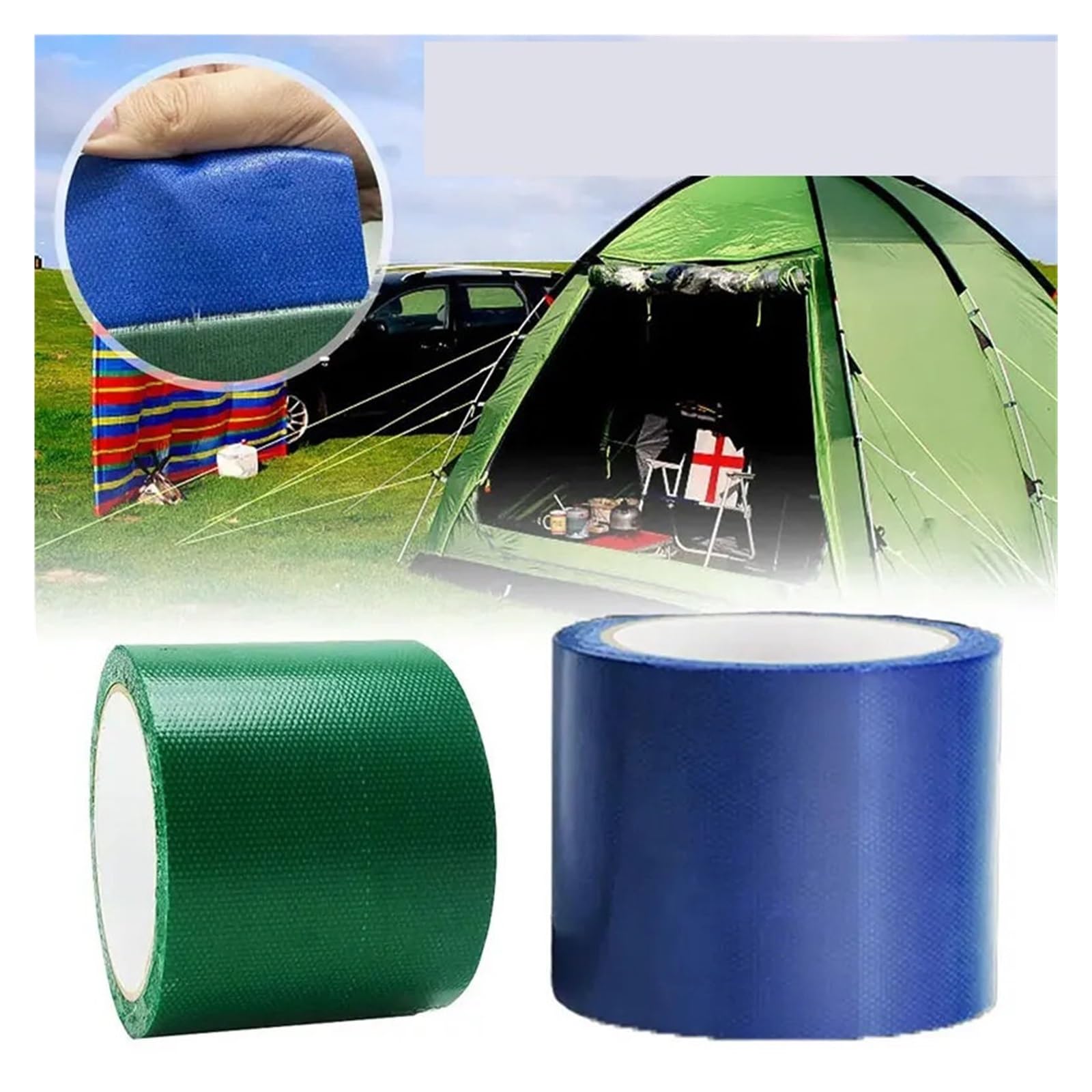 Zelt Reparaturband Repariert Zelte, Tonnen, Taschen, Autoplanen, Sonnenschirme und Gewächshausstoffe, wasserdichtes Flickband in Industriequalität(Green 180mmx2m)