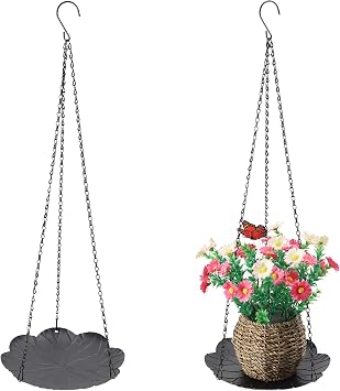 Hanging Planter for Indoor Outdoor, Plant Hanger, Hanging Plant Holder, Plant Pot Shelf Basket for Window Wall Ceiling Garden with Chains and Hooks, 2Pcs Leaf
