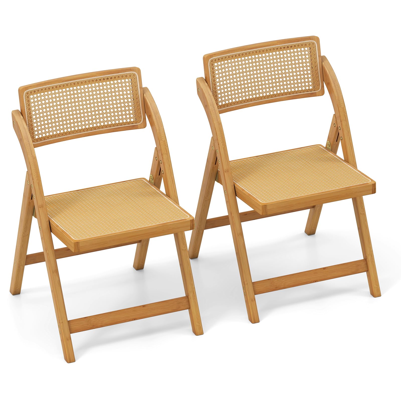 【美品】ラタンチェア 　折りたたみ　籐編み　椅子　木製　2脚 Amazon｜GIANTEX ダイニングチェア 2脚セット 折りたたみ式 ラタン