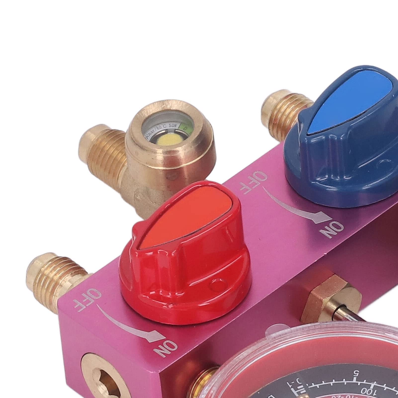 G1/4 Kältemittel-Manometer-Set mit Schlauch und B-Ventilverteiler für R22, R32, R410A – Genaue Druckmessung für HVAC-Systeme