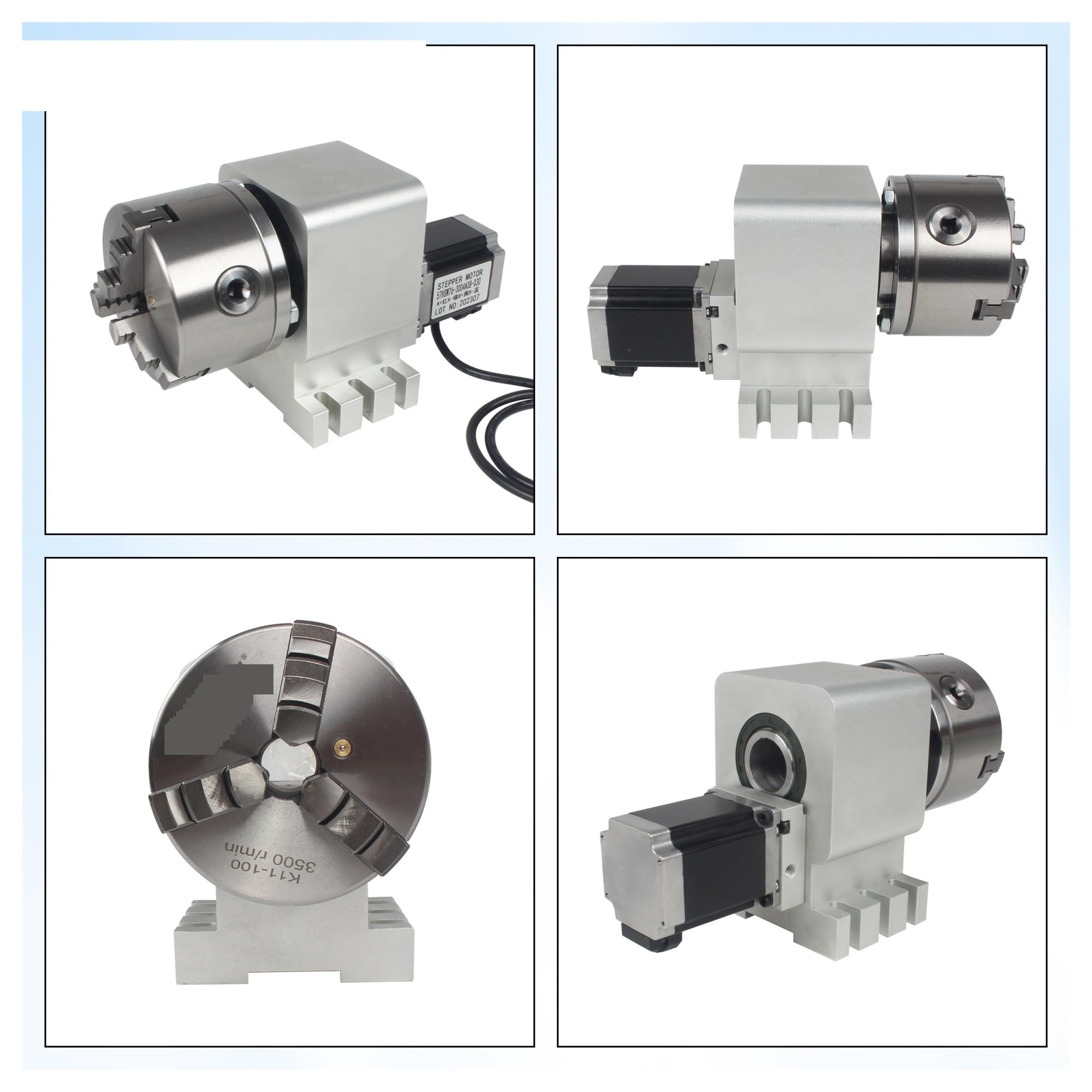 Kit de réducteur de Vitesse de tête de Division 10:1 CNC Rotatif 4ème quatrième axe avec 3 4 mâchoires mandrin 100 mm / 130 mm(3 Jaws 100mm Chuck)