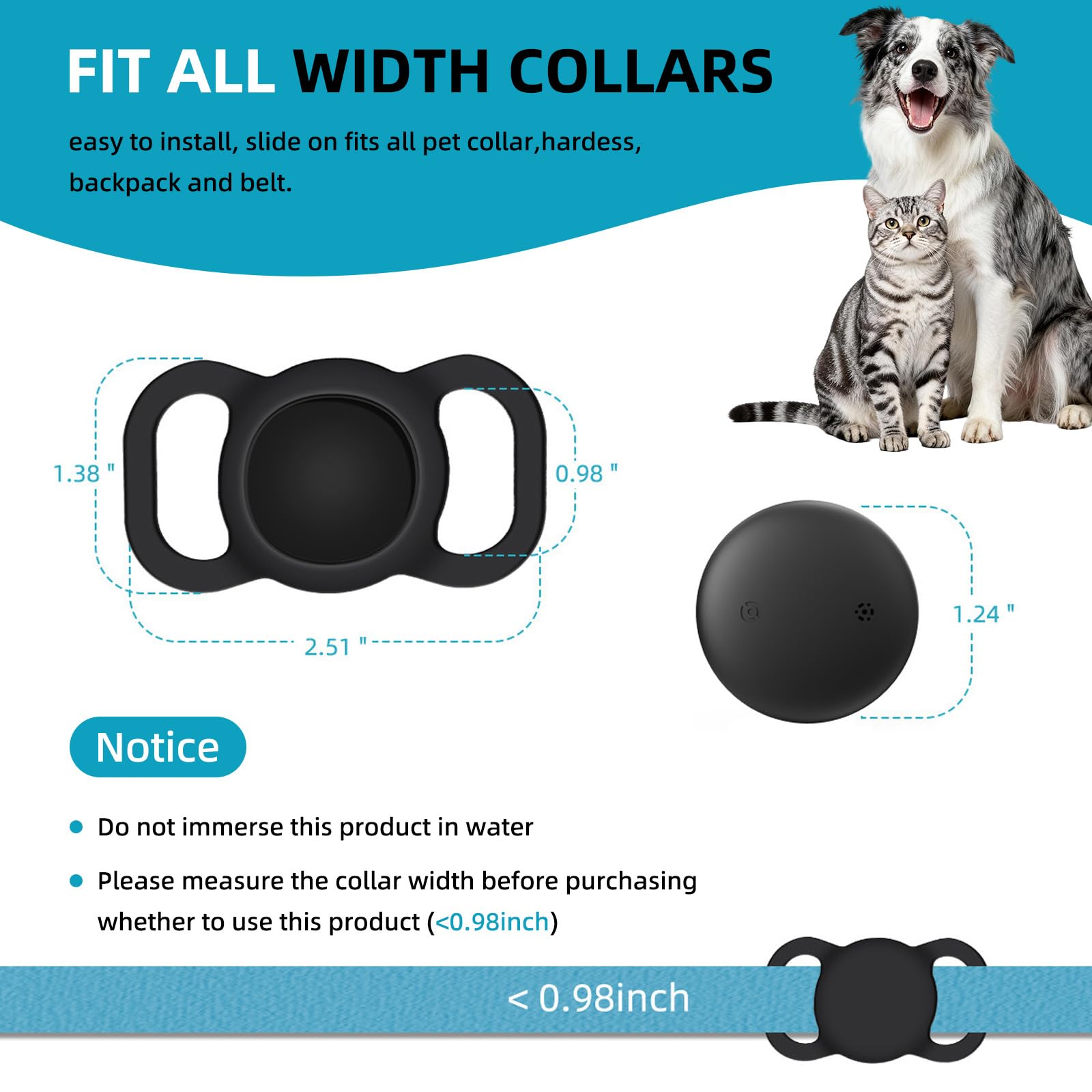 Hunde Tracker Ohne ABO - Kompatibel mit Google Find Hub(nur Android) - SmartTag GPS Hundetracker mit Wasserdicht Silikon Schutz Hülle (1 Pack)