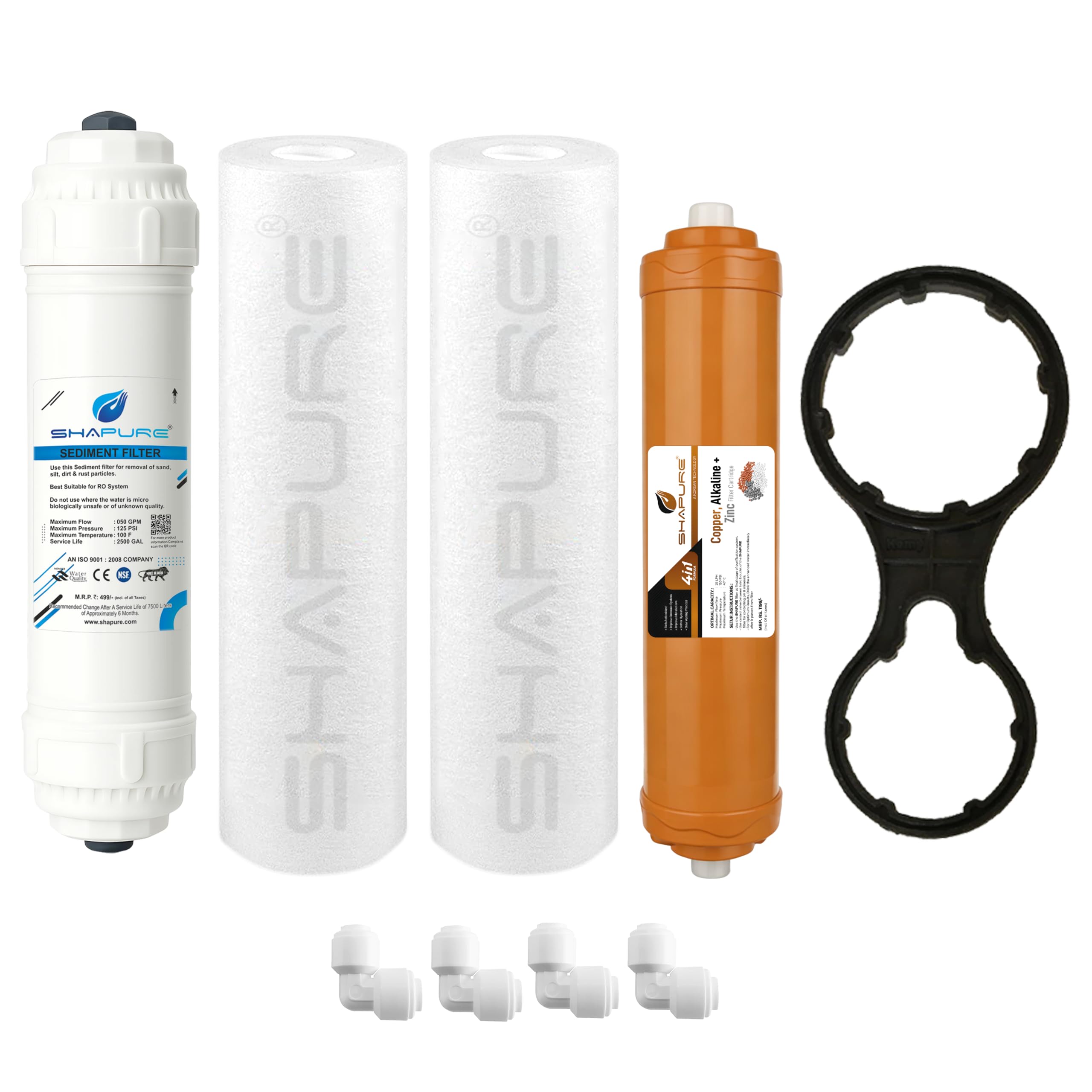 Shapure Half Yearly RO Service Kit for Aqua 2090 | Complete Water Purifier Filter Set with Carbon Sediment Copper Spun Filters and Connectors (Aqua 2090 Half Yearly Kit)-image-2