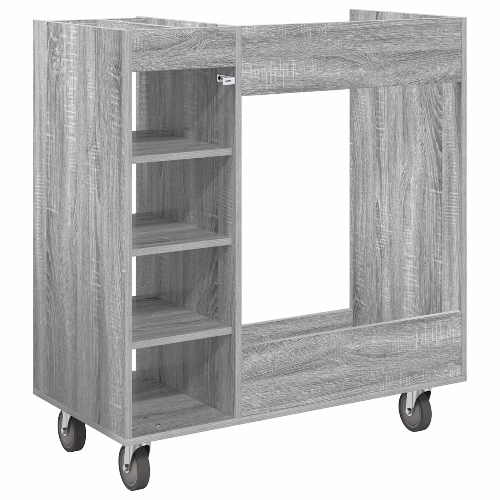 Gecheer Golfschrank, freistehend mit Rädern, Grau Sonoma, 90 x 45 x 98 cm, Holz, Regale für Garage, Aufbewahrung, Golfzubehör