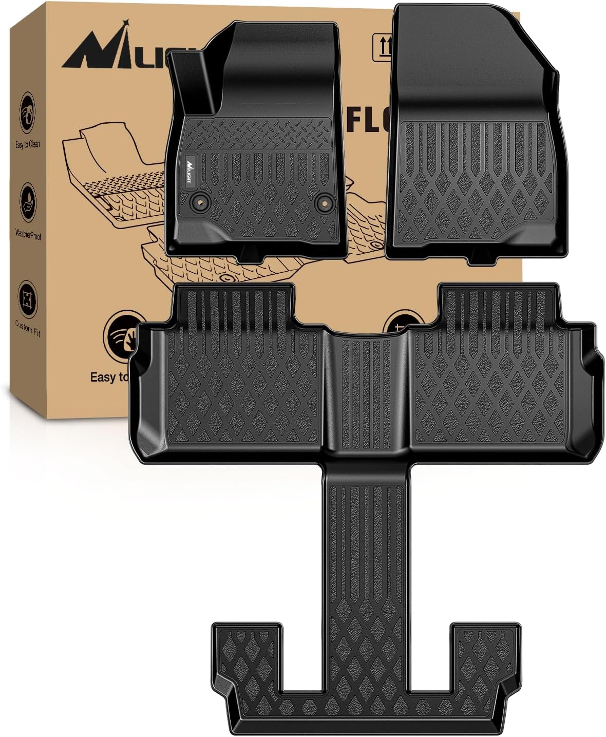 Nilight TPE Floor Mats for GMC Acadia Bucket Seats 2017 2018 2019 2020 2021 2022 All Weather Custom Fit Heavy Duty Floor Liners