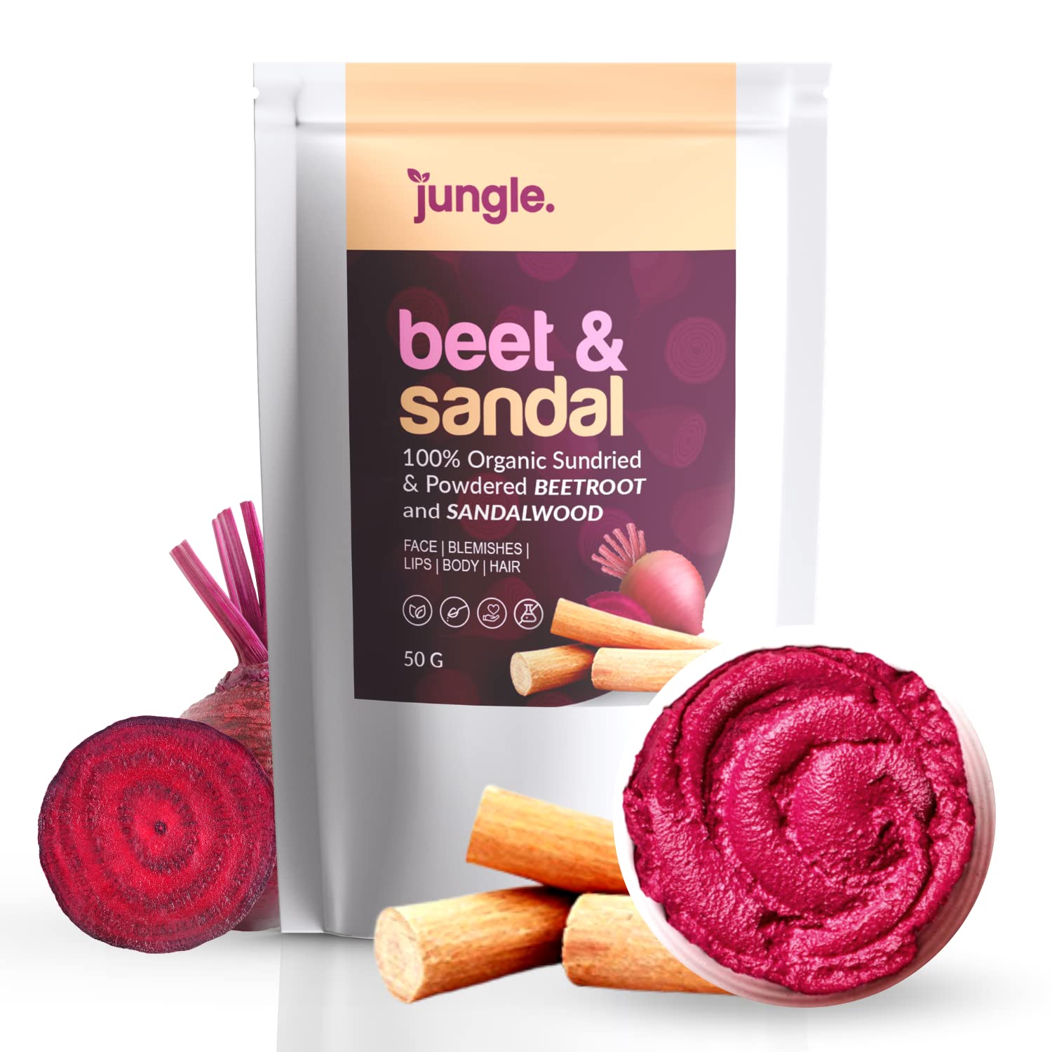 Hashtag Jungle Beetroot + Sandal DuoMix Face Pack, Fight Pigmentation