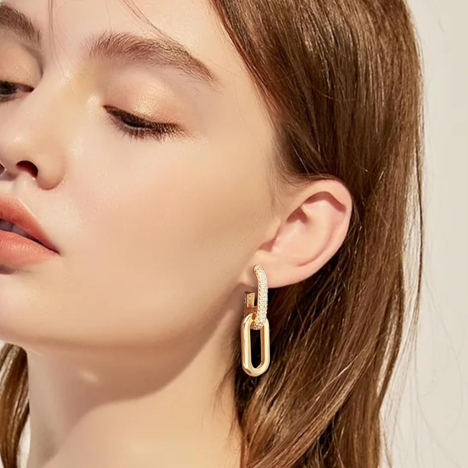 Chain Link Earrings for Women Paperclip Earrings Gold Earrings for Women Trendy Paperclip Square Chain Dangle Hoops Earrings Jewelry Gifts - Image 3