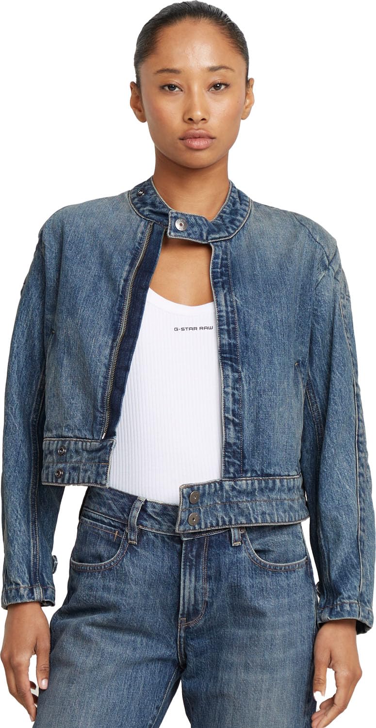 G-STAR Raw - Womens Short Moto Jacket, Color Antique Faded Pioneer, Size: X-Small