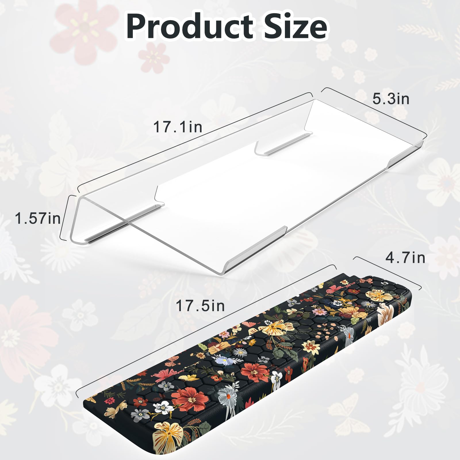 HAOCOO Wrist Rest with Computer Keyboard Stand, 3-Level Height Adjustment Keyboard Holder, Ergonomic Wrist Support for Typing, Non-Slip Keyboard Wrist Pad, Acrylic Keyboard Riser for Office Home