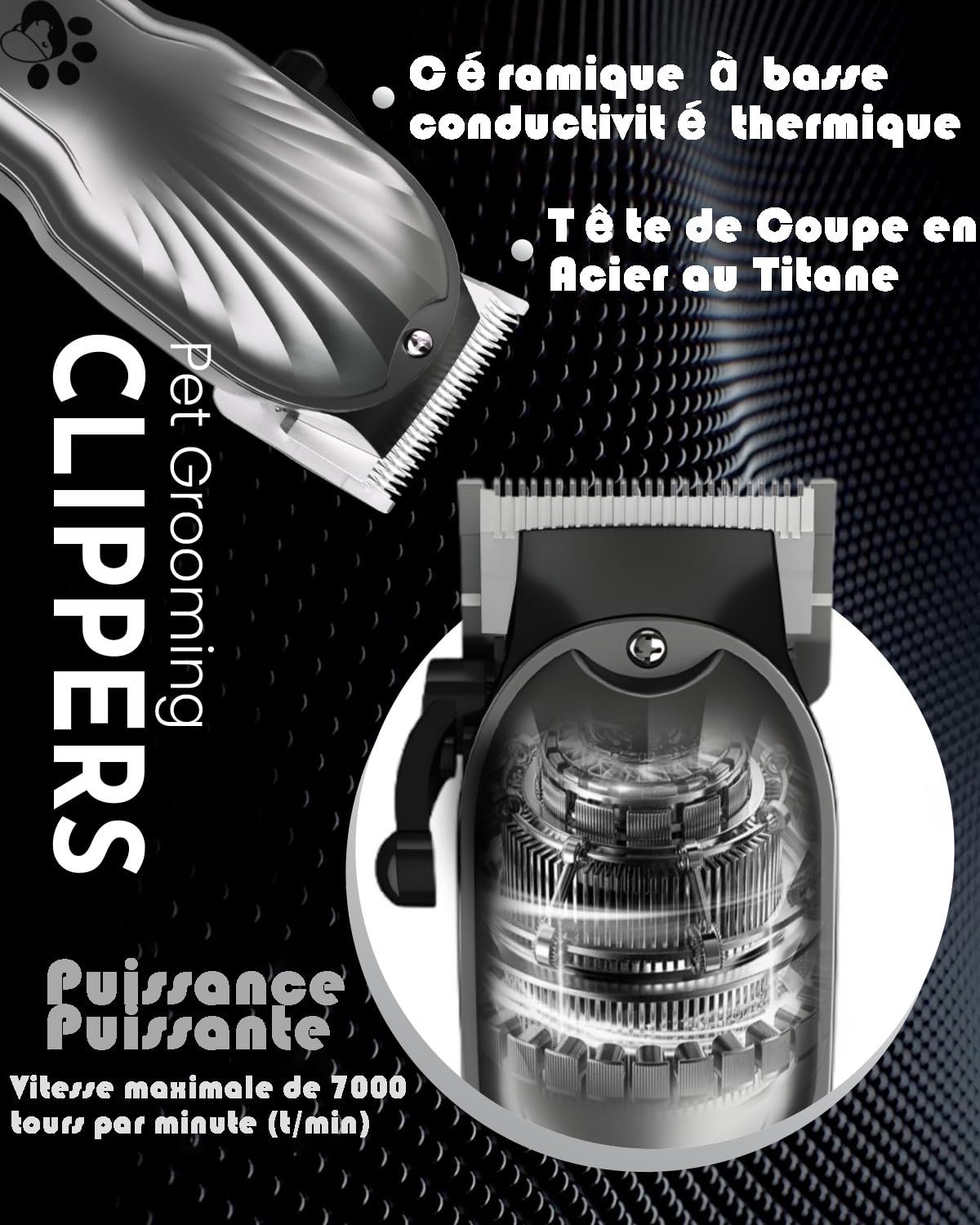 Tondeuse pour chien professionnelle, pour poils longs et épais, tondeuse pour animaux, sans fil, écran LED, tondeuse rechargeable à faible bruit avec kits de toilettage d'ongles