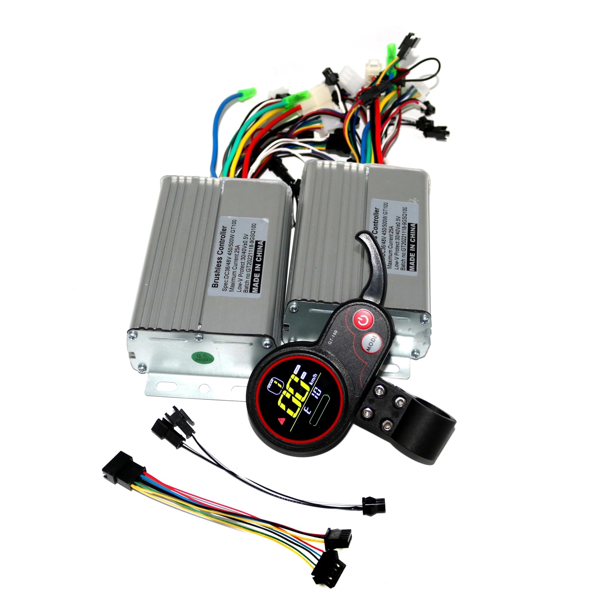 Sterownik silnika pojazdu elektrycznego Podwójny napęd 36/48/60V 450/500W BLDC kontroler skutera elektrycznego E-bike 2 szt. bezszczotkowy sterownik prędkości i 1 szt. wyświetlacz L+C+D jeden