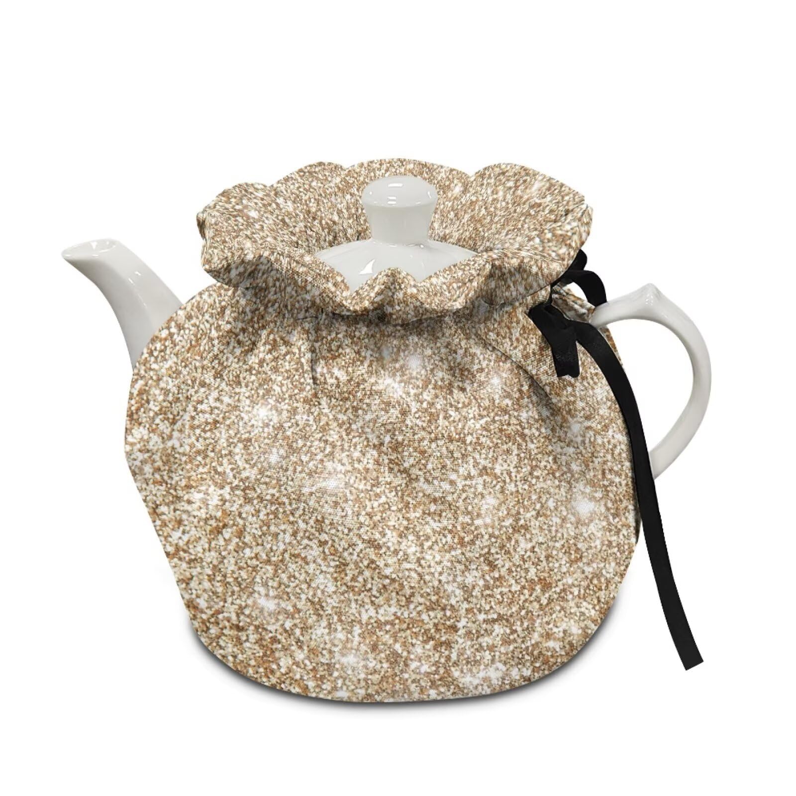 Gold Insulated Tea Pot Cover, Washable Dustproof Tea Cosy for Teapots Insulation and Keep Tea Warm, Breakfast Warmer for Kitchen Home Decor