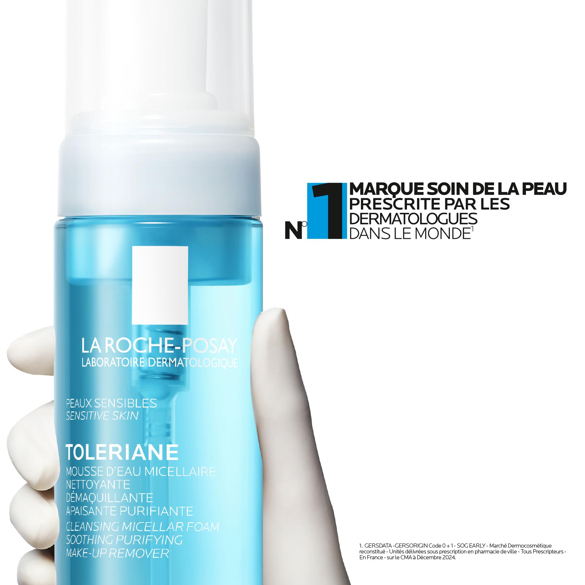La Roche-Posay, Toleriane Mousse d'Eau Micellaire Nettoyante et Démaquillante, Élimination des Impuretés en Douceur, Enrichie en Glycérine, Idéale pour les Peaux Sensibles, 150 ml