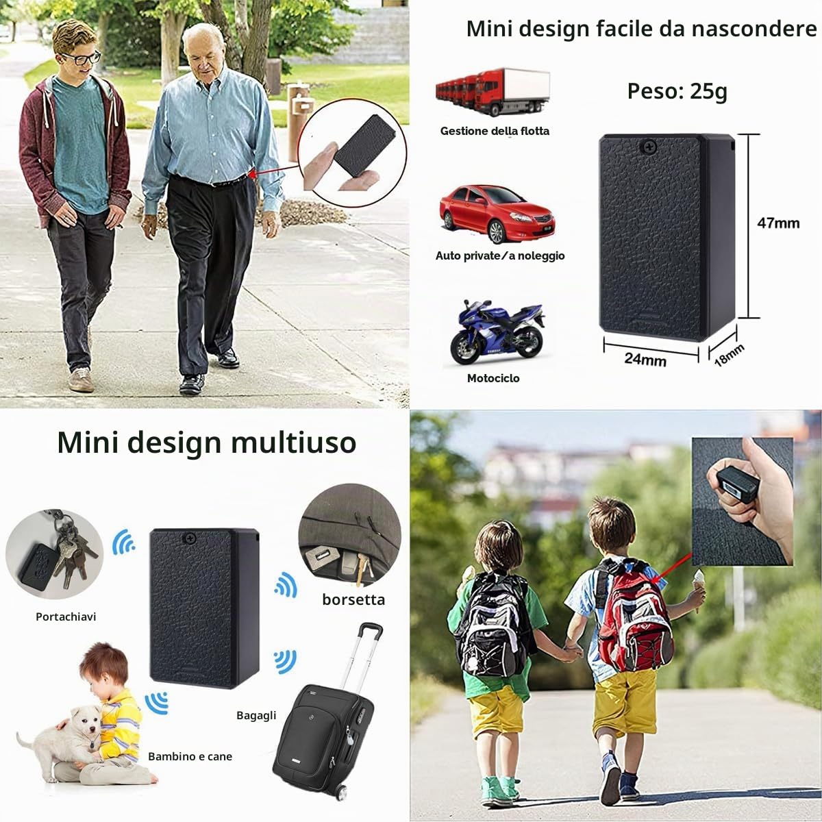 Winnes 4G TK901 Micro GPS Mini Localizzatore GPS Spia Tracker Forte Magnetico Monitoraggio Globale APP Senza Abbonamento in Tempo Reale e Protezione Antifurto per Auto/Valigia/Bambini/Anziani