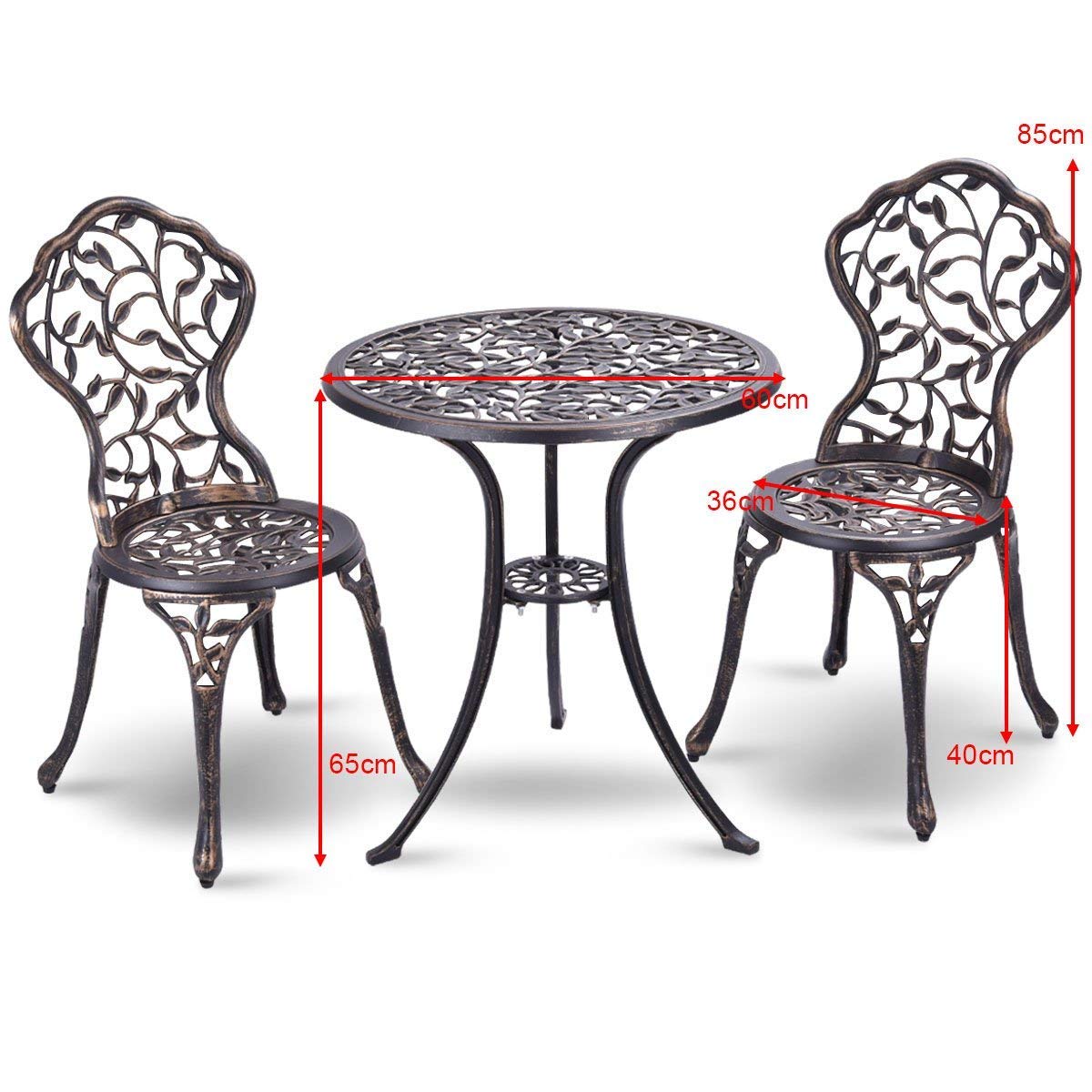 GIANTEX Tavolo Bistrot Esterno Rotondo - Alluminio Pressofuso, Foro Ombrellone, Piedini Regolabili, 61x71 Cm